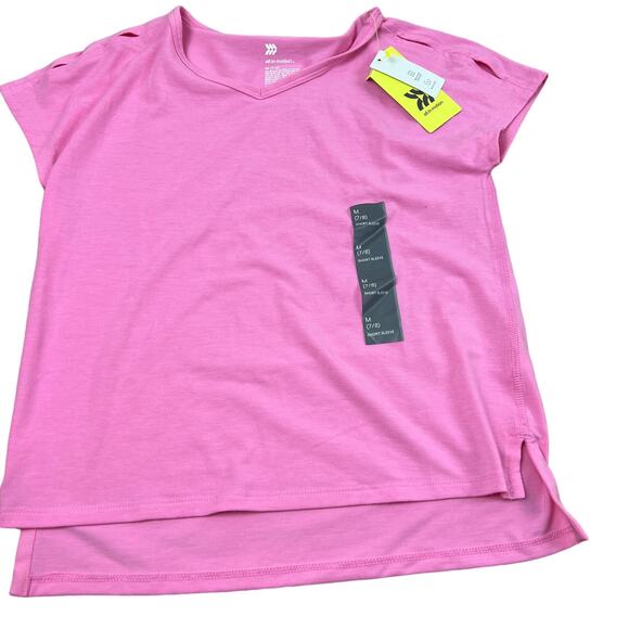 All in Motion Girls' Pink V-Neck Short Sleeve T-Shirt - Size Medium - NWT - Picture 1 of 6